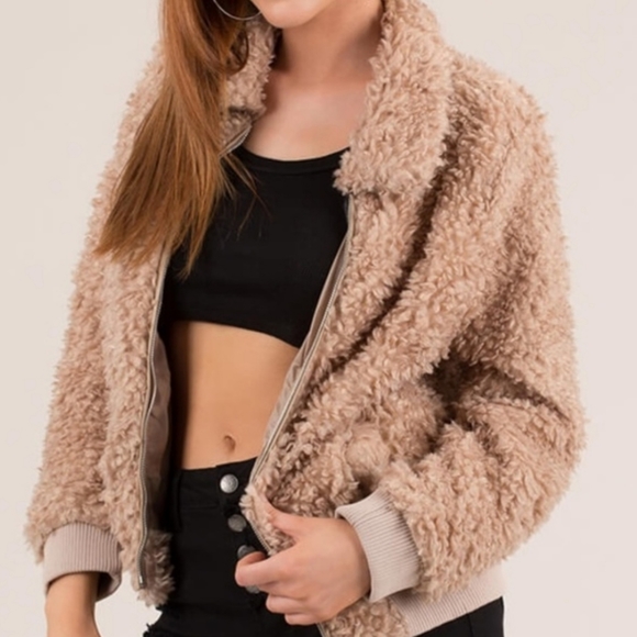 TAN Shearling Jacket - Picture 2 of 4